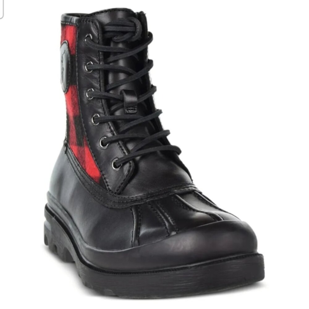 Polo Ralph Lauren Udel Men's Duck Boots Black Red Plaid Size 10.5 - Picture 2 of 12